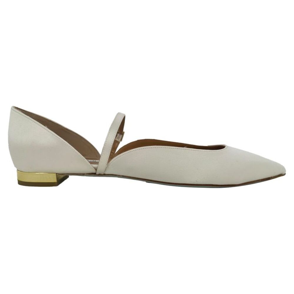 Aquazzura Bellezza Ballet Flats in White Leather